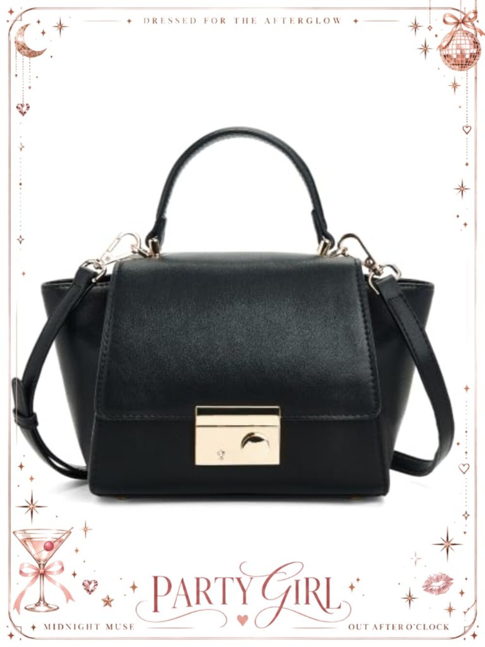 PU Leather Satchel Handbag Top Handle Crossbody Bag with Chain Accent